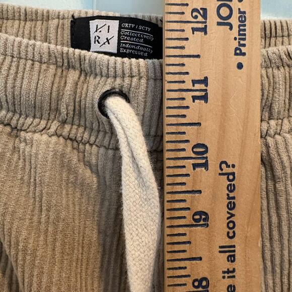 LIRA Corduroy Cargo Pants Mens Large Tan Drawstring Elastic Utility CRTV SCTX - Picture 9 of 12